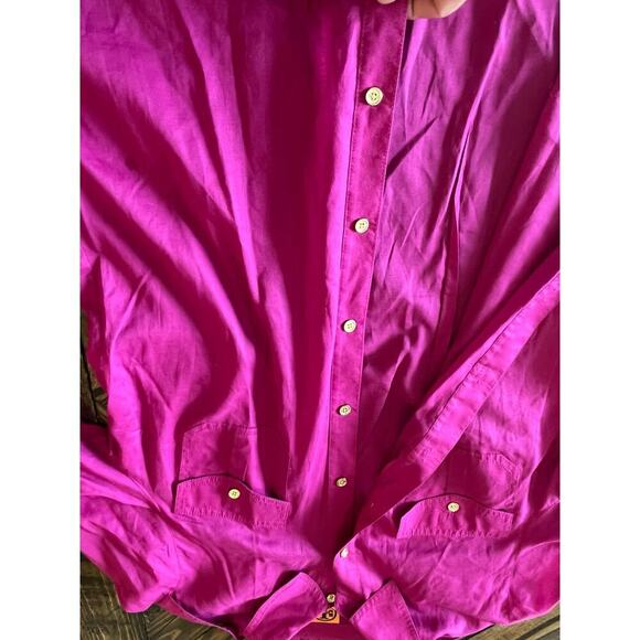 Tory Burch Button Down Women 14 Sheer Cotton Resort Lightweight Preppy Summer - Picture 9 of 12